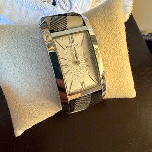 Burberry Silver and Black Nova Check Timepiece
